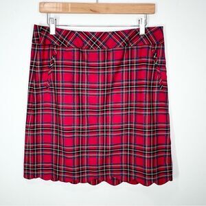 Talbots Red Tartan Plaid Scalloped Hem Wool Blend Skirt 8 Petite 8P